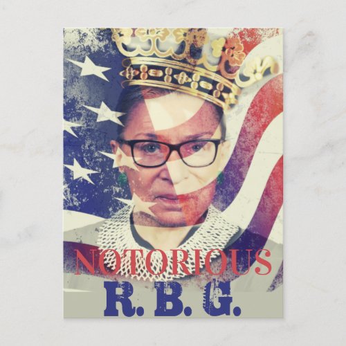 Notorious RGB Ruth Bader Ginsburg Liberal Feminist Postcard