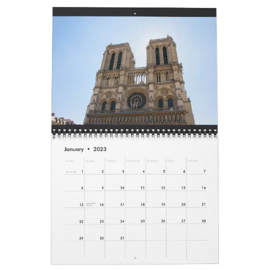 Notre Dame Calendar 2023 Notre Dame And Sainte-Chapelle Calendar 2014 | Zazzle.com
