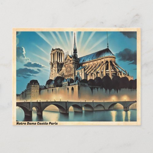Notre Dame Castle Paris Vintage Travel Postcard