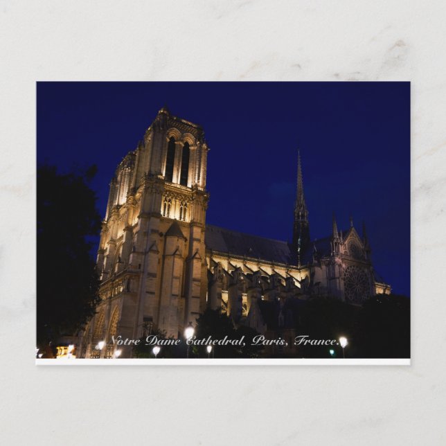 Notre Dame Cathedral by night, Paris, France Postcard (Front)