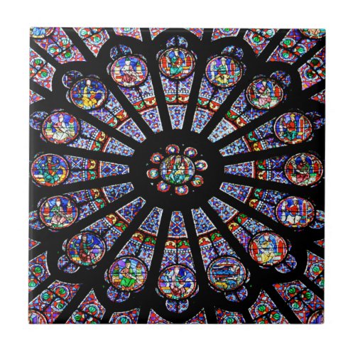 Notre_Dame Cathedral Colorful Stained Glass Ceramic Tile