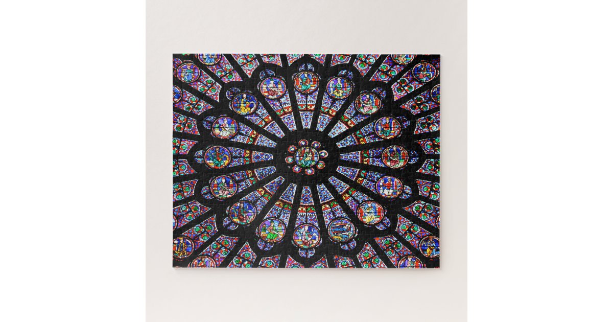 Notre-Dame Cathedral Colorful Stained Glass Jigsaw Puzzle ...