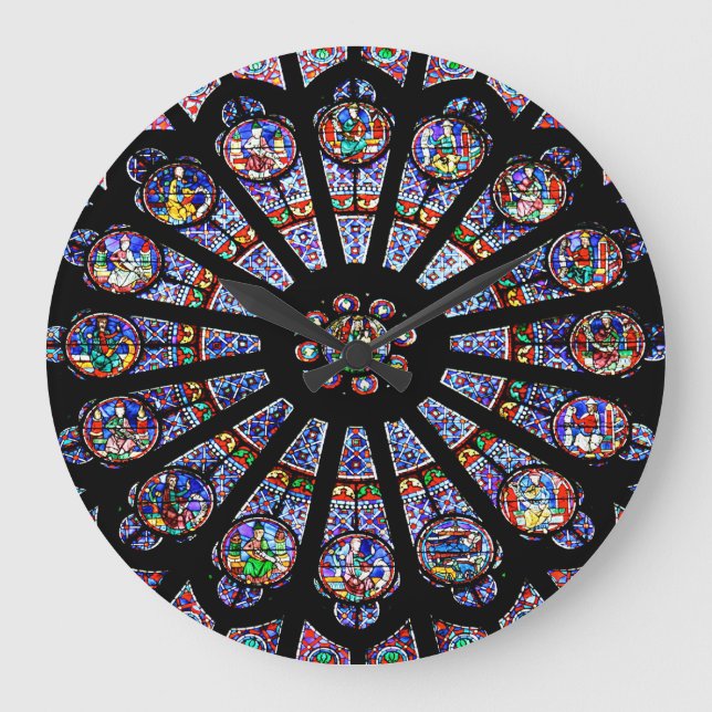Notre-Dame Cathedral Colorful Stained Glass Large Clock (Front)