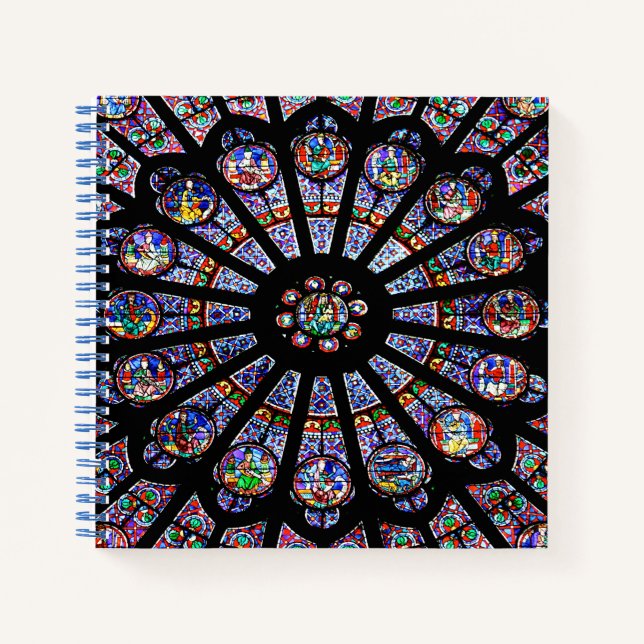 Notre-Dame Cathedral Colorful Stained Glass Notebook (Front)