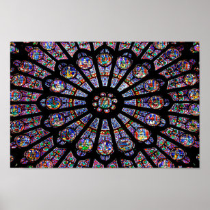 Notre-Dame Cathedral Colorful Stained Glass Poster