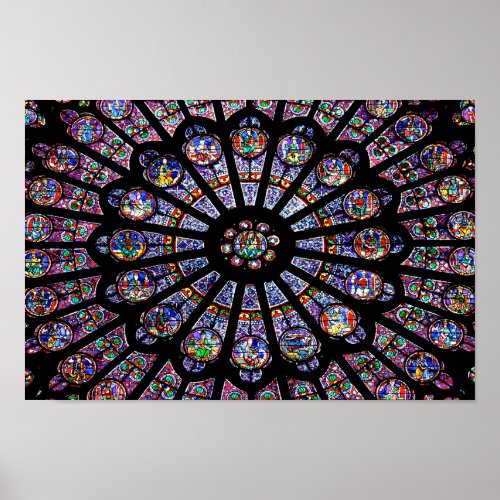 Notre_Dame Cathedral Colorful Stained Glass Poster