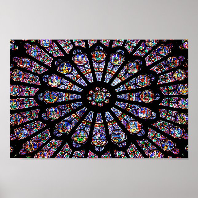 Notre-Dame Cathedral Colorful Stained Glass Poster (Front)