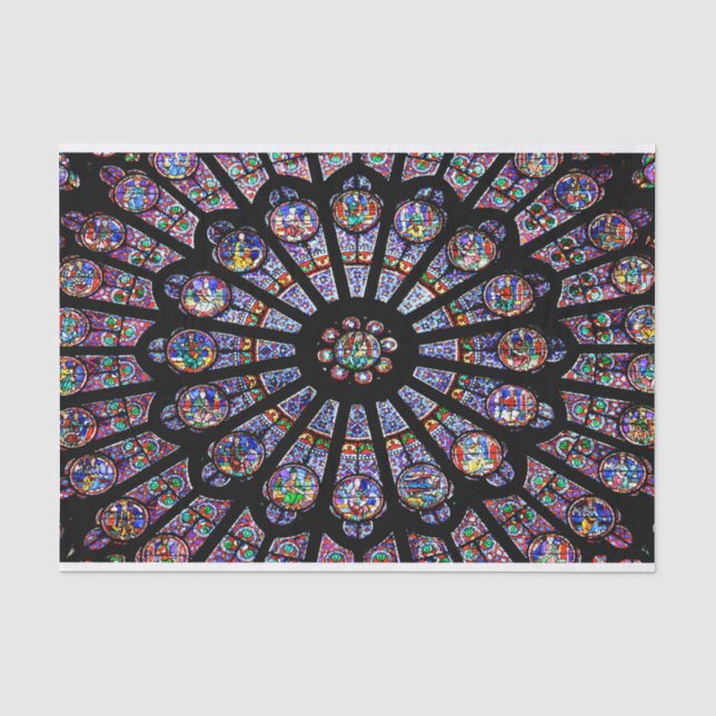 Notre-Dame Cathedral Colorful Stained Glass Tissue Paper (Front)