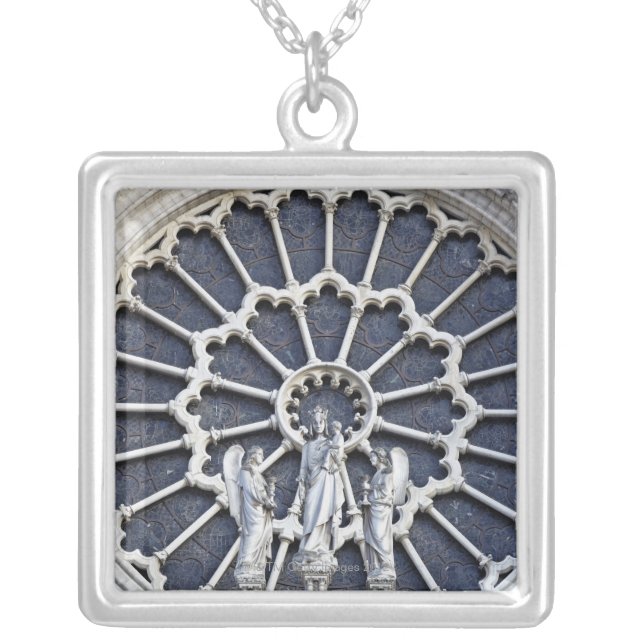 Notre Dame Cathedral, detail Silver Plated Necklace (Front)