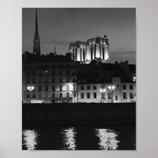 Notre Dame cathedral from the Seine poster
