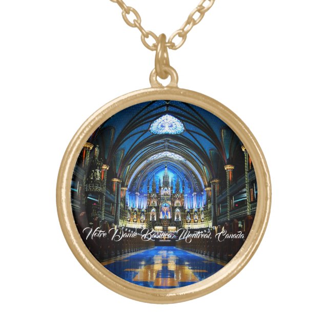 Notre Dame Cathedral Gold Plated Necklace (Front)