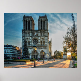 Notre Dame Cathedral Paris Christmas Poster