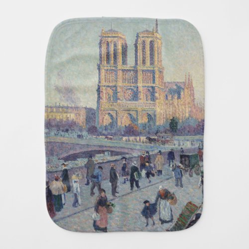 Notre Dame Cathedral Paris France Classic Painting Baby Burp Cloth