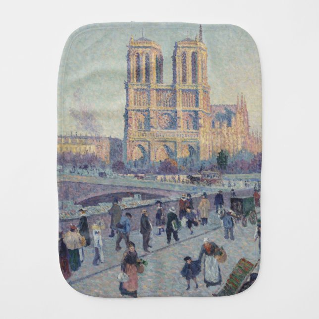 Notre Dame Cathedral Paris France Classic Painting Baby Burp Cloth (Front)