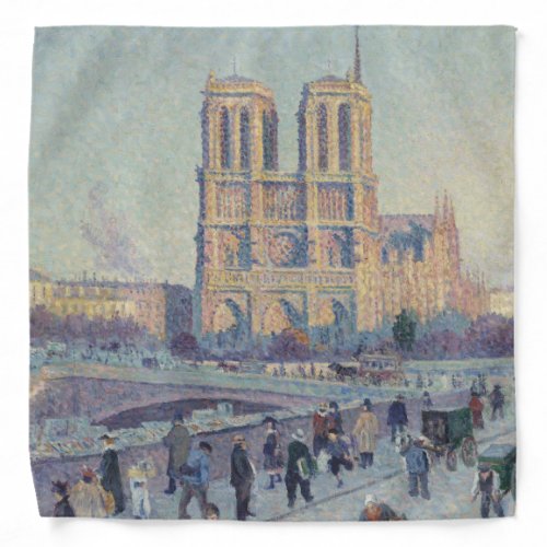 Notre Dame Cathedral Paris France Classic Painting Bandana