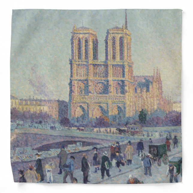 Notre Dame Cathedral Paris France Classic Painting Bandana (Front)