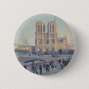 Notre Dame Cathedral Paris France Classic Painting Button