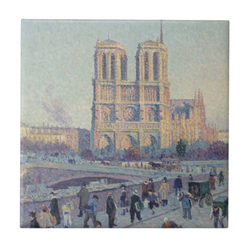 Notre Dame Cathedral Paris France Classic Painting Ceramic Tile