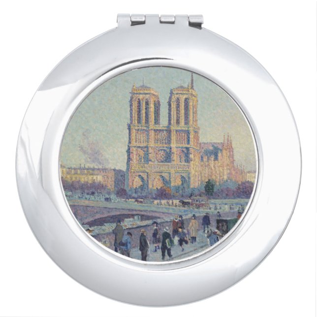 Notre Dame Cathedral Paris France Classic Painting Compact Mirror (Front)