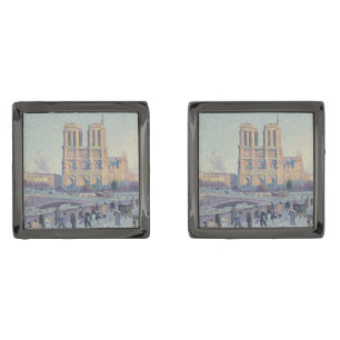 Notre Dame Cathedral Paris France Classic Painting Cufflinks