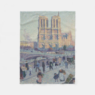 Notre Dame Cathedral Paris France Classic Painting Fleece Blanket