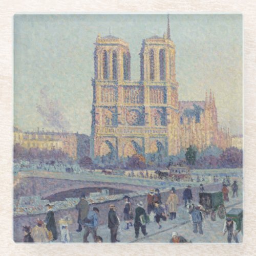 Notre Dame Cathedral Paris France Classic Painting Glass Coaster