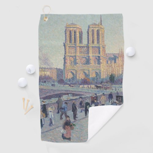 Notre Dame Cathedral Paris France Classic Painting Golf Towel