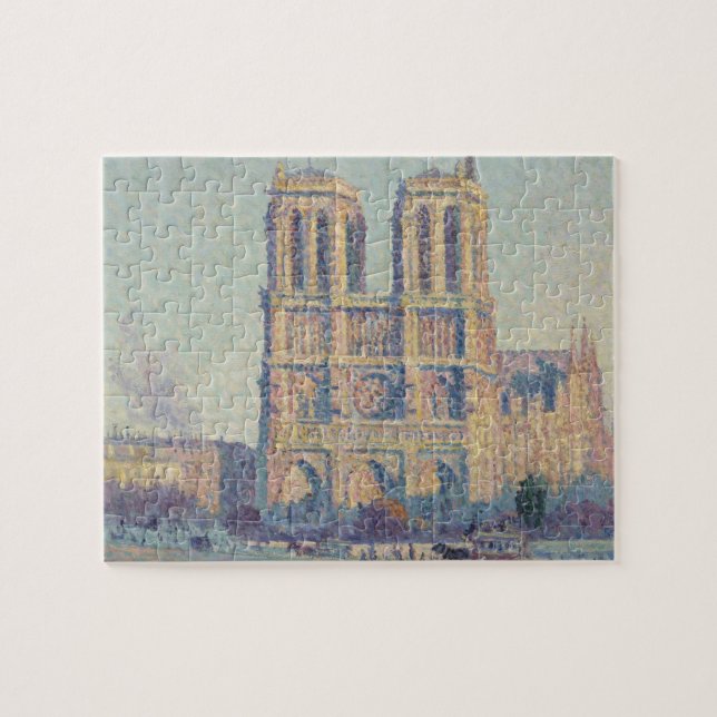 Notre Dame Cathedral Paris France Classic Painting Jigsaw Puzzle (Horizontal)