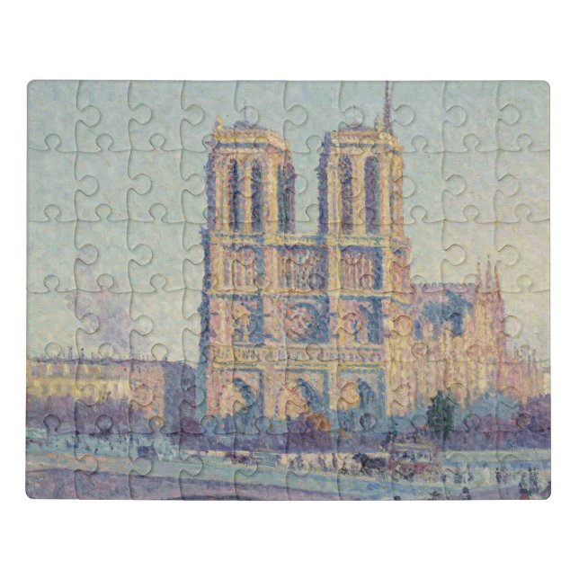 Notre Dame Cathedral Paris France Classic Painting Jigsaw Puzzle (Puzzle Horizontal)
