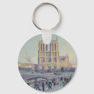 Notre Dame Cathedral Paris France Classic Painting Keychain