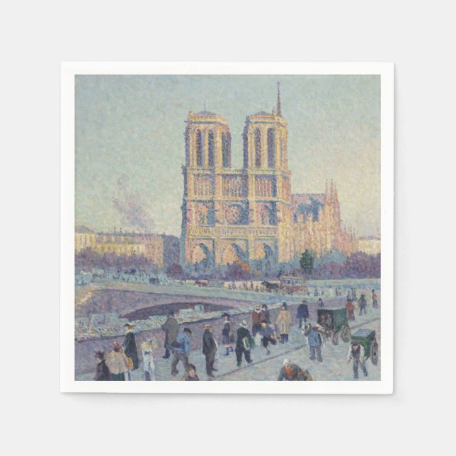 Notre Dame Cathedral Paris France Classic Painting Napkins (Front)