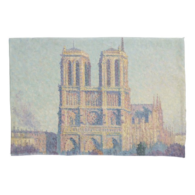 Notre Dame Cathedral Paris France Classic Painting Pillow Case (Front)
