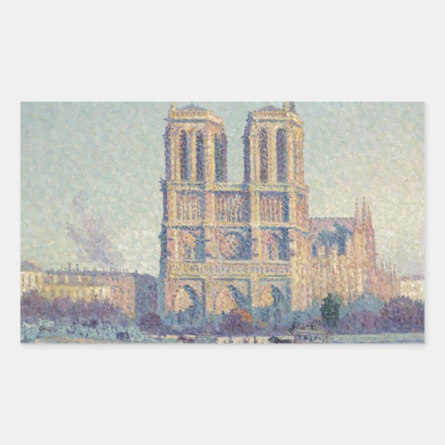 Notre Dame Cathedral Paris France Classic Painting Rectangular Sticker (Front)
