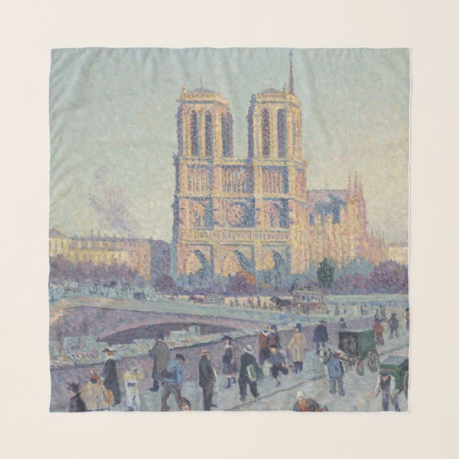 Notre Dame Cathedral Paris France Classic Painting Scarf (Front)