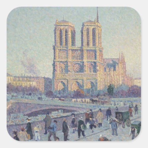 Notre Dame Cathedral Paris France Classic Painting Square Sticker