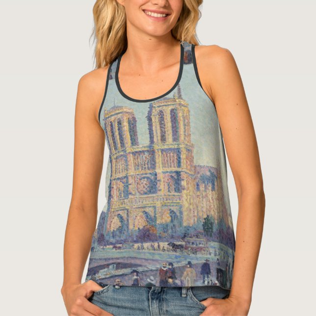 Notre Dame Cathedral Paris France Classic Painting Tank Top (Front)
