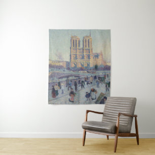 Notre Dame Cathedral Paris France Classic Painting Tapestry