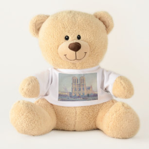 Notre Dame Cathedral Paris France Classic Painting Teddy Bear