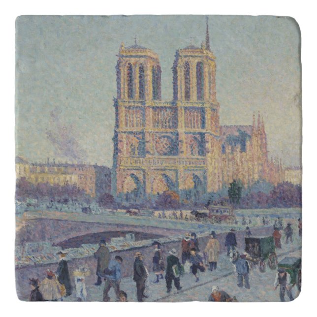 Notre Dame Cathedral Paris France Classic Painting Trivet (Front)