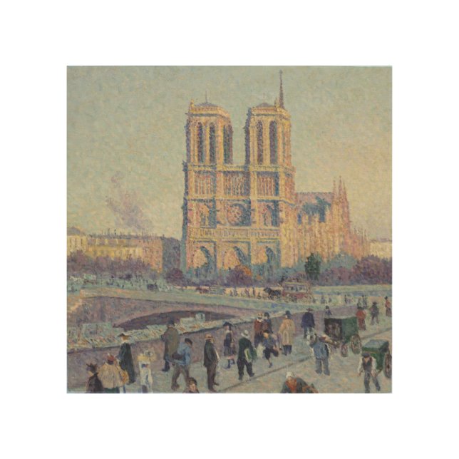 Notre Dame Cathedral Paris France Classic Painting Wood Wall Art (Front)
