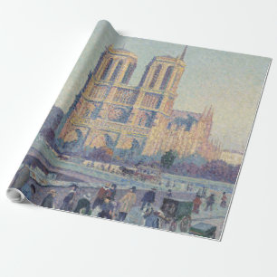 Notre Dame Cathedral Paris France Classic Painting Wrapping Paper