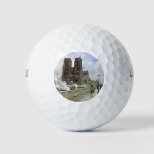 Notre Dame Cathedral (Paris, France) (Vintage Art) Golf Balls