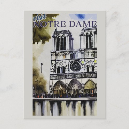 Notre Dame Cathedral Paris France Vintage Postcard