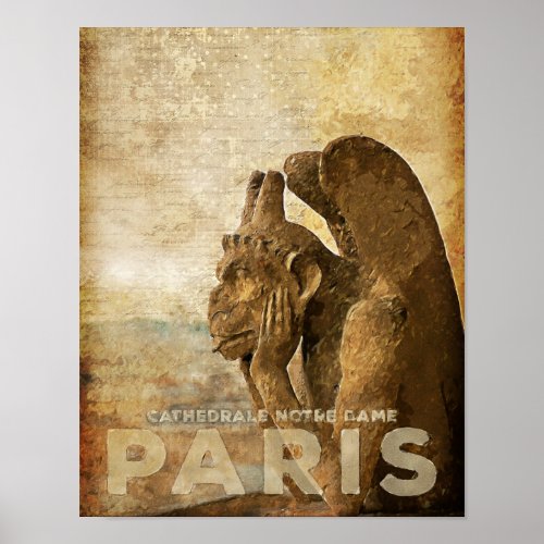 Notre Dame Cathedral Paris le Stryga Chimera Poster