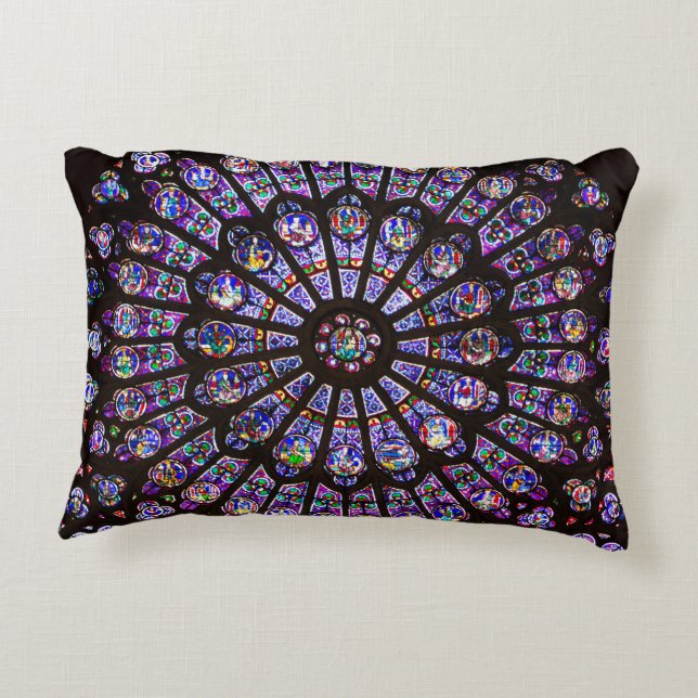 Notre Dame Cathedral Paris Rose Window Accent Pillow (Back)