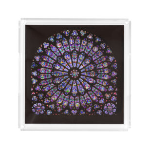 Notre Dame Cathedral Paris Rose Window Acrylic Tray