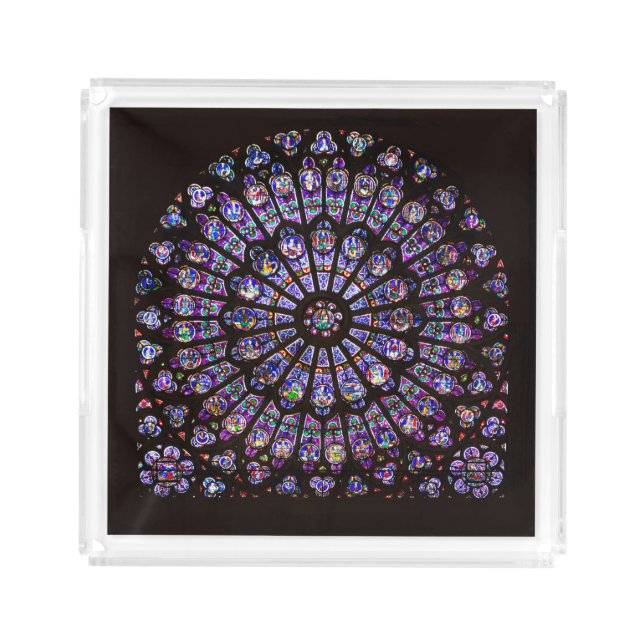 Notre Dame Cathedral Paris Rose Window Acrylic Tray (Front)