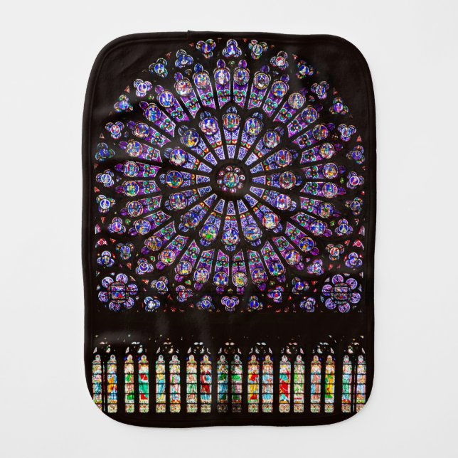 Notre Dame Cathedral Paris Rose Window Baby Burp Cloth (Front)