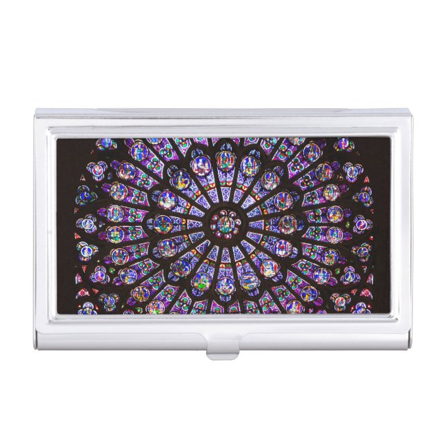 Notre Dame Cathedral Paris Rose Window Business Card Case (Front)