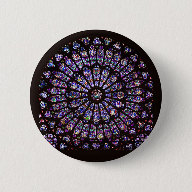 Notre Dame Cathedral Paris Rose Window Button (Front)